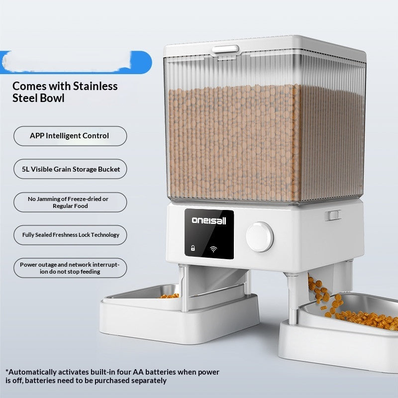 Automatic Cat Feeder Dual Bowls Timer Portion Adjustable Smart Feeder