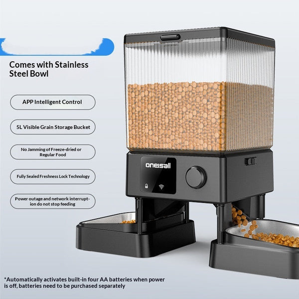 Automatic Cat Feeder Dual Bowls Timer Portion Adjustable Smart Feeder