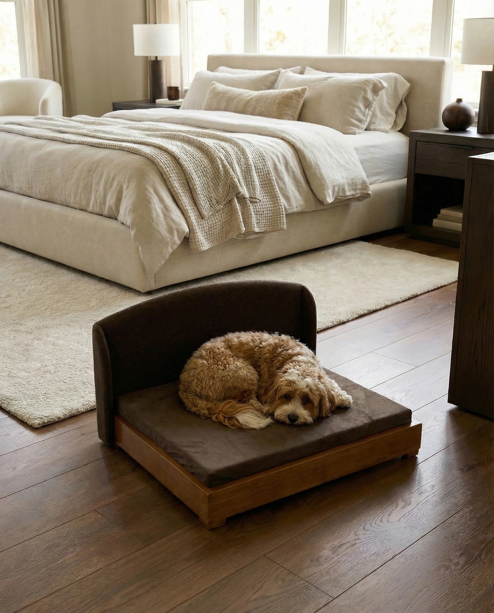 The Haven Luxury Handcrafted Orthopedic Solid Wood Waterproof Dog Bed Premium