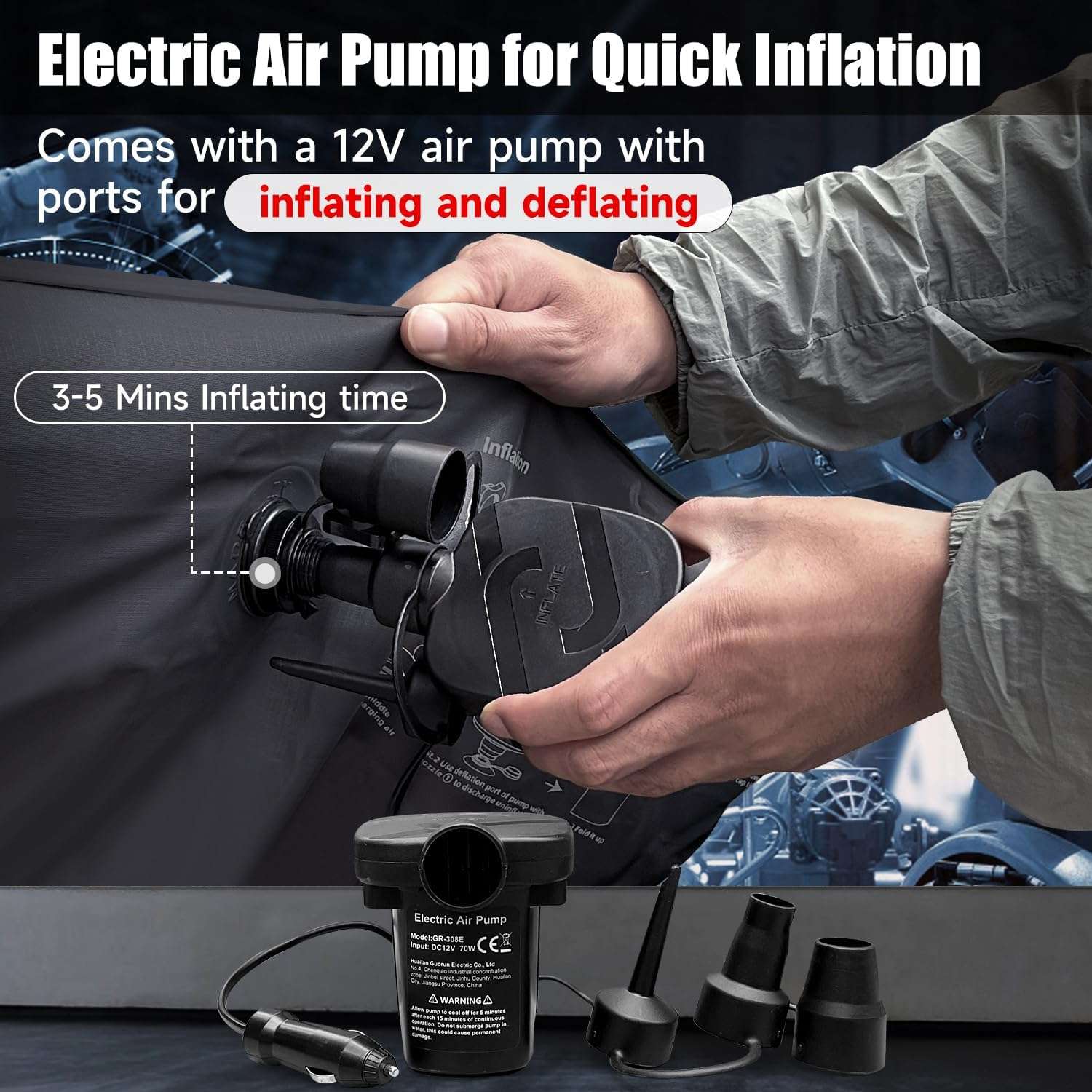 Thickened SUV Car Air Mattress Inflatable Backseat Camping Bed Black