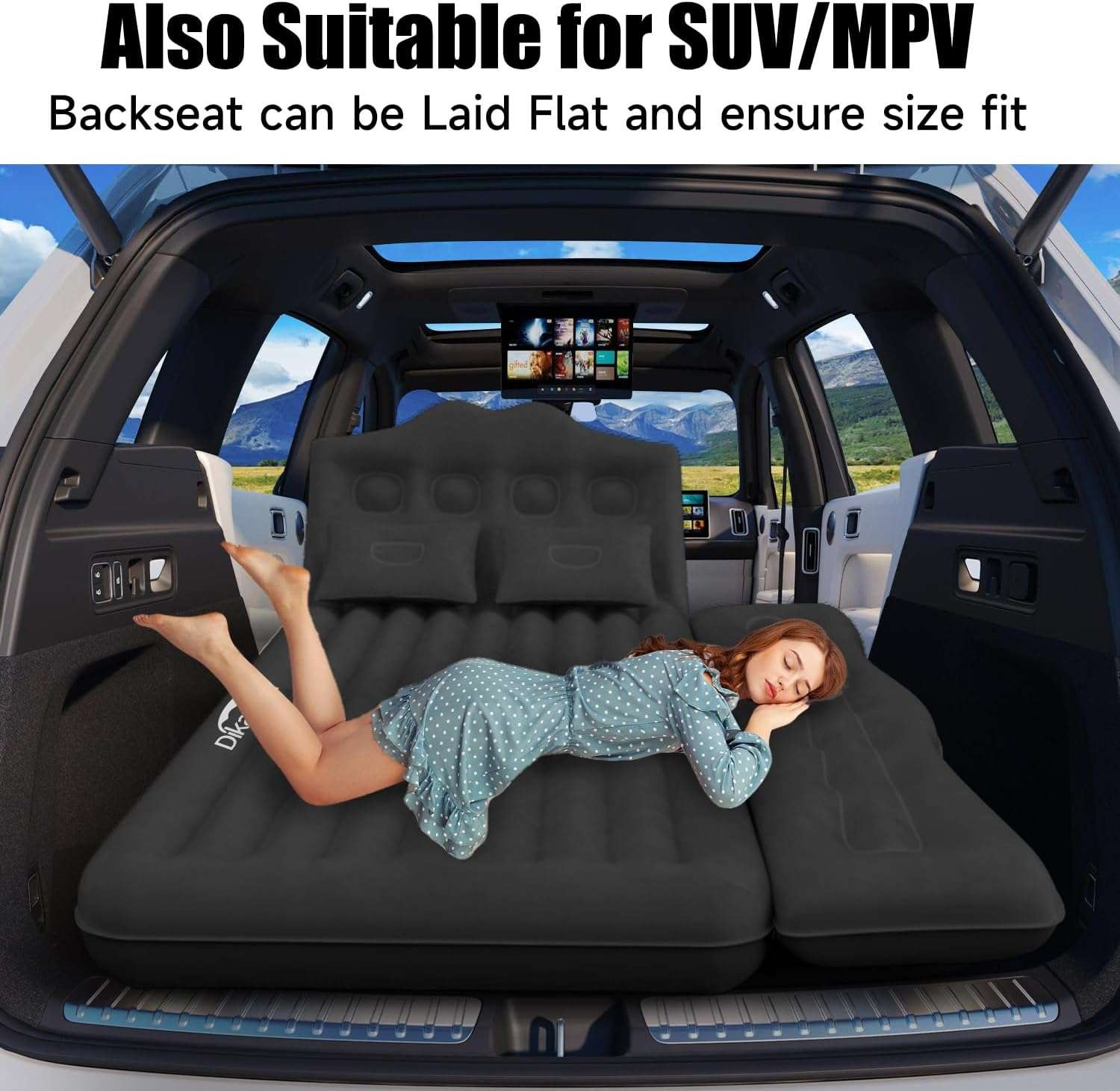 Thickened SUV Car Air Mattress Inflatable Backseat Camping Bed Black