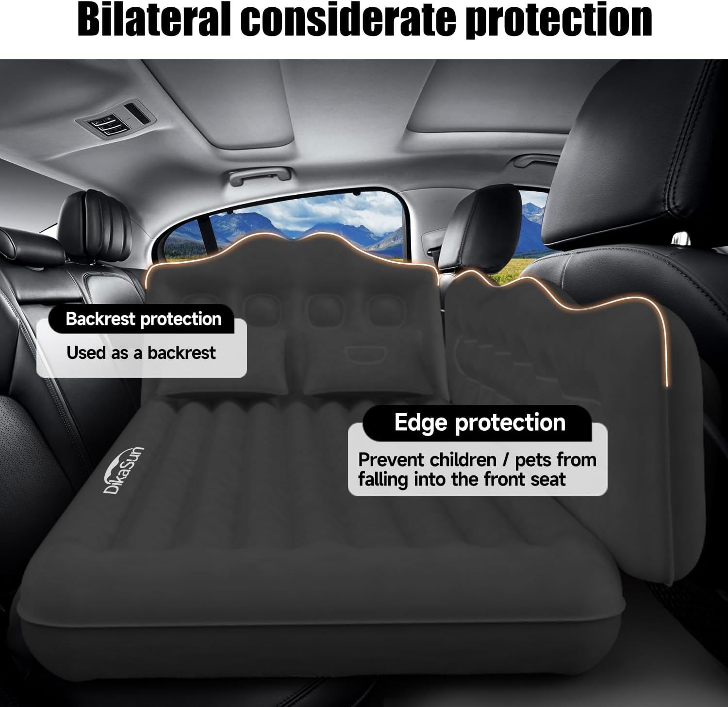 Thickened SUV Car Air Mattress Inflatable Backseat Camping Bed Black