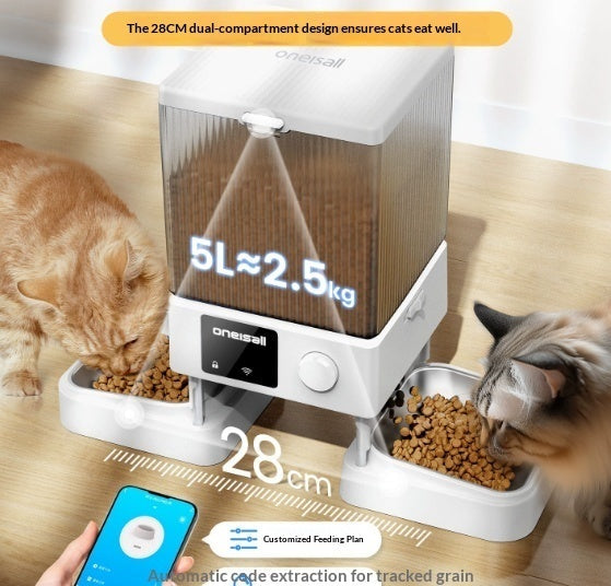 Automatic Cat Feeder Dual Bowls Timer Portion Adjustable Smart Feeder