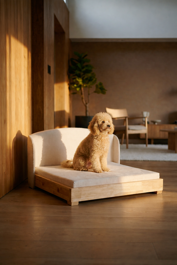 The Haven Luxury Handcrafted Orthopedic Solid Wood Waterproof Dog Bed Premium