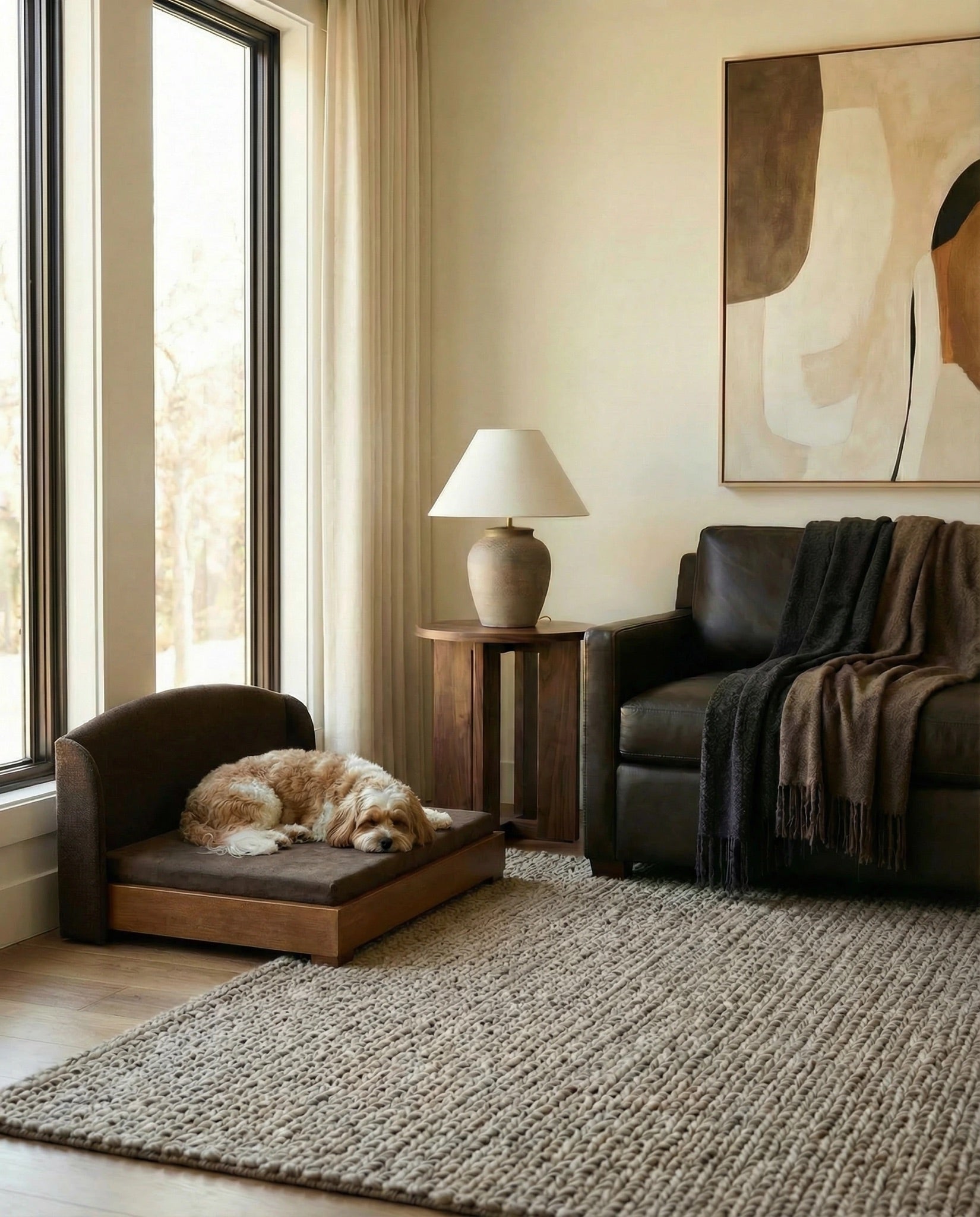 The Haven Luxury Handcrafted Orthopedic Solid Wood Waterproof Dog Bed Premium