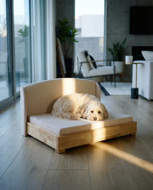 The Haven Luxury Handcrafted Orthopedic Solid Wood Waterproof Dog Bed Premium