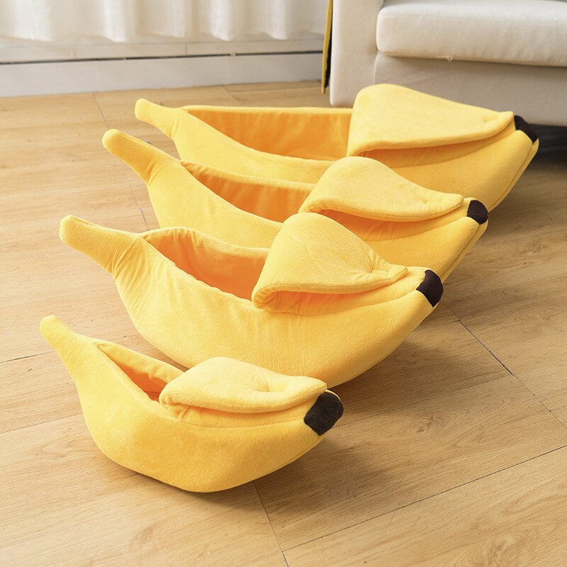 Banana Pet Bed Cute Plush Fruit-Shaped Cozy Dog Cat Sleeping Sofa