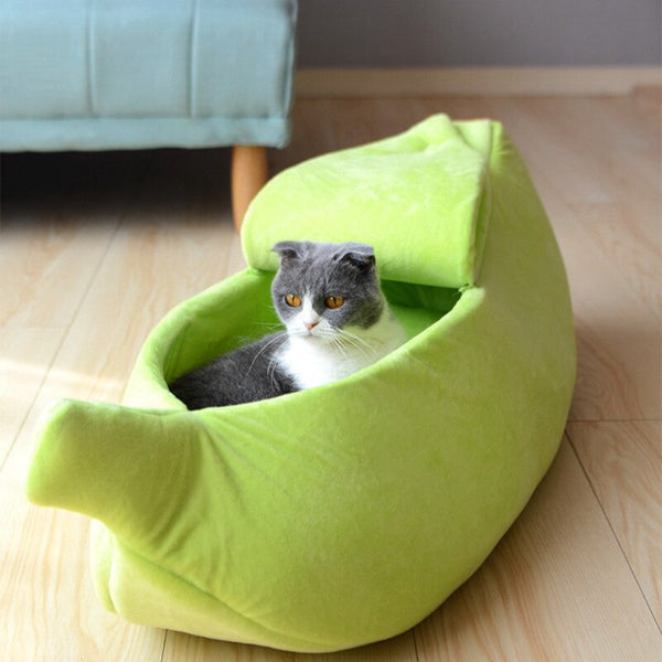 Banana Pet Bed Cute Plush Fruit-Shaped Cozy Dog Cat Sleeping Sofa