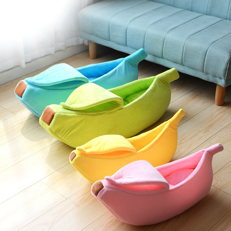 Banana Pet Bed Cute Plush Fruit-Shaped Cozy Dog Cat Sleeping Sofa