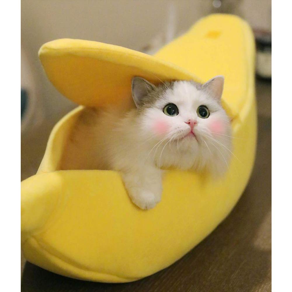 Banana Pet Bed Cute Plush Fruit-Shaped Cozy Dog Cat Sleeping Sofa