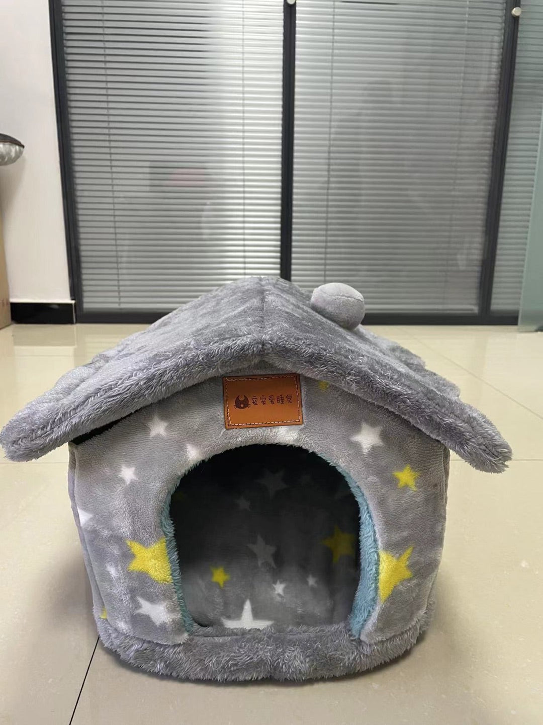 Foldable Warm Dog House Enclosed Pet Bed Removable Cushion Indoor Kennel