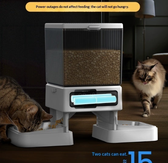 Automatic Cat Feeder Dual Bowls Timer Portion Adjustable Smart Feeder