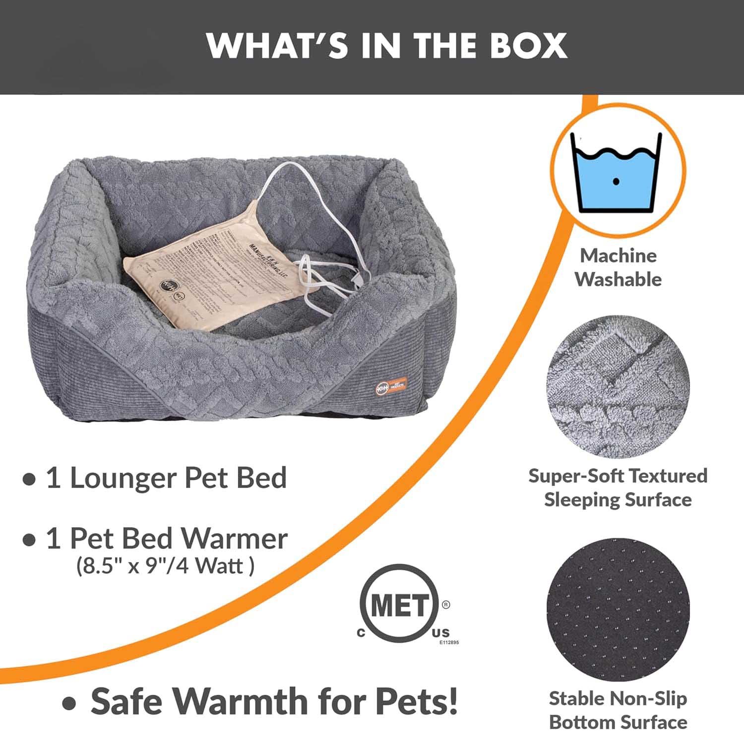 Washable K&H Thermo-Pet Lounge Heated Plush Indoor Cat Small Dog Bed