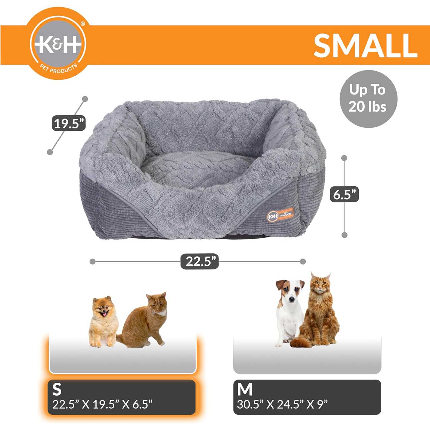 Washable K&H Thermo-Pet Lounge Heated Plush Indoor Cat Small Dog Bed