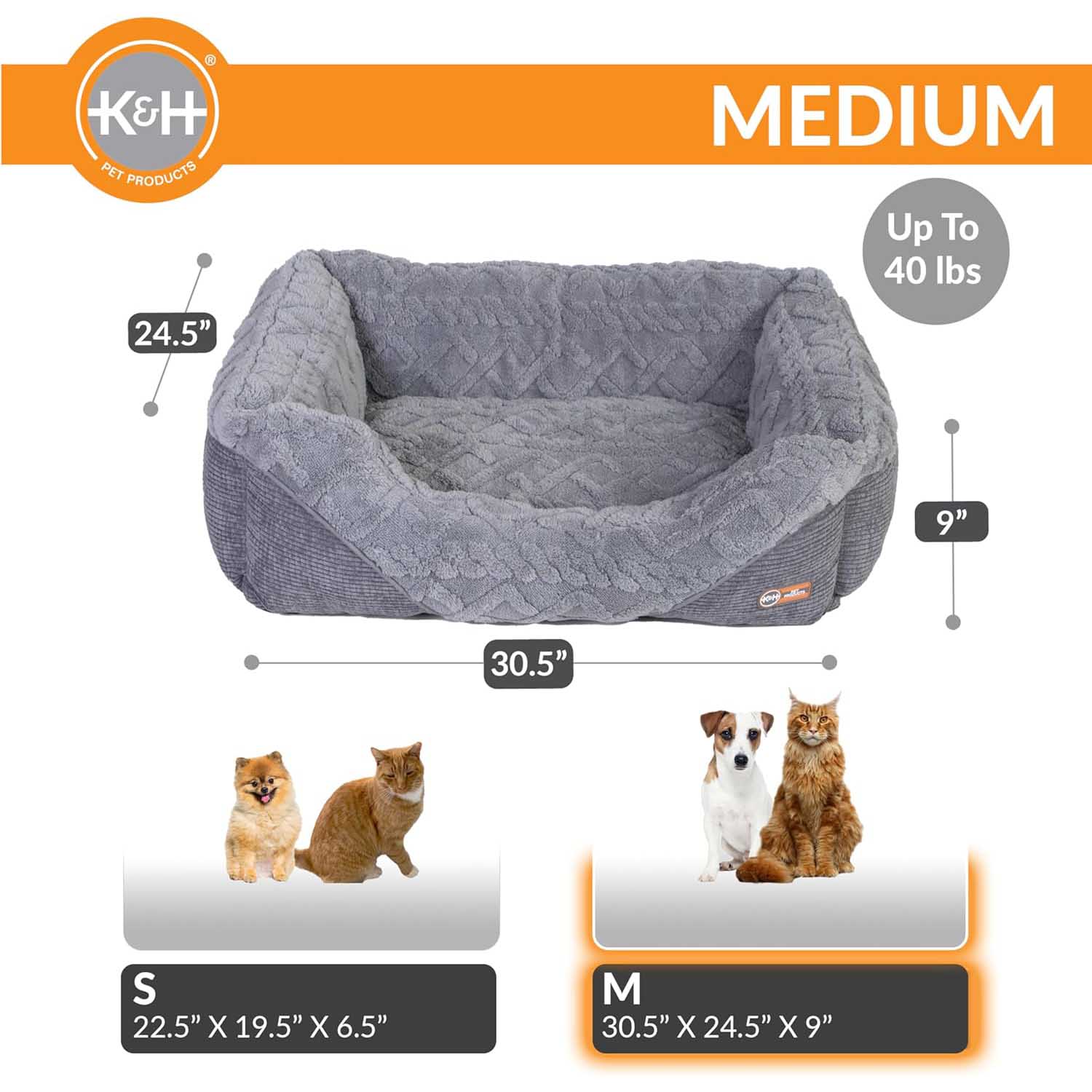 Washable K&H Thermo-Pet Lounge Heated Plush Indoor Cat Small Dog Bed