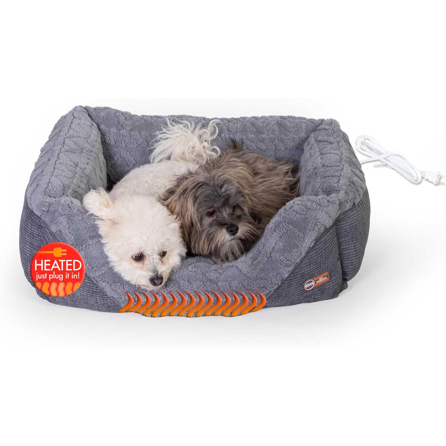 Washable K&H Thermo-Pet Lounge Heated Plush Indoor Cat Small Dog Bed