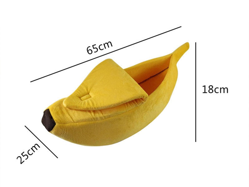 Banana Pet Bed Cute Plush Fruit-Shaped Cozy Dog Cat Sleeping Sofa