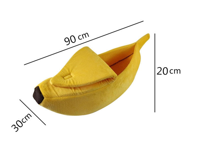 Banana Pet Bed Cute Plush Fruit-Shaped Cozy Dog Cat Sleeping Sofa