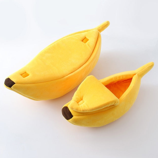 Banana Pet Bed Cute Plush Fruit-Shaped Cozy Dog Cat Sleeping Sofa
