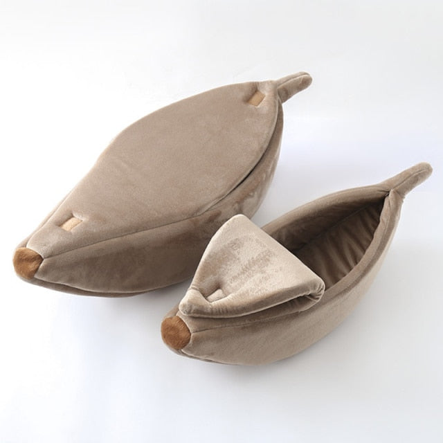 Banana Pet Bed Cute Plush Fruit-Shaped Cozy Dog Cat Sleeping Sofa